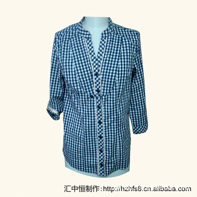Z1819-21合體薄款立領格子新款襯衫 圖文鑒賞與工作室揭秘